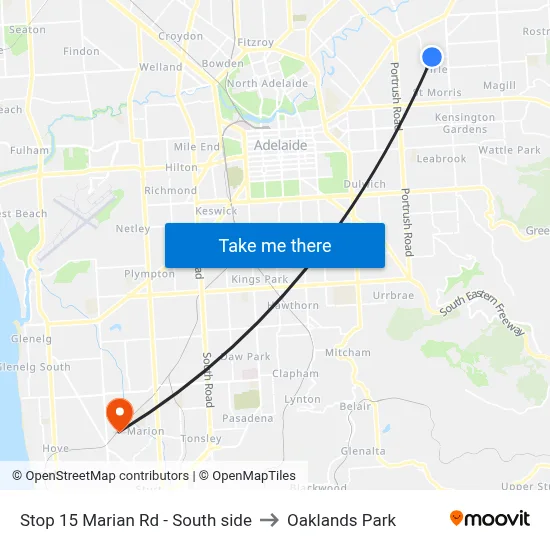 Stop 15 Marian Rd - South side to Oaklands Park map