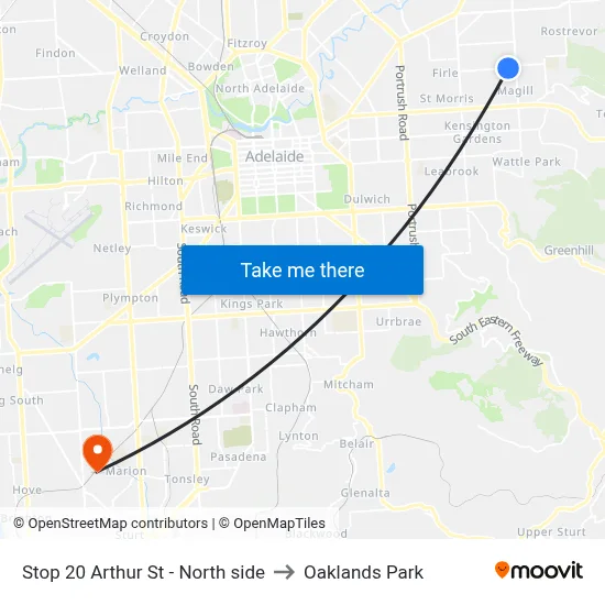 Stop 20 Arthur St - North side to Oaklands Park map