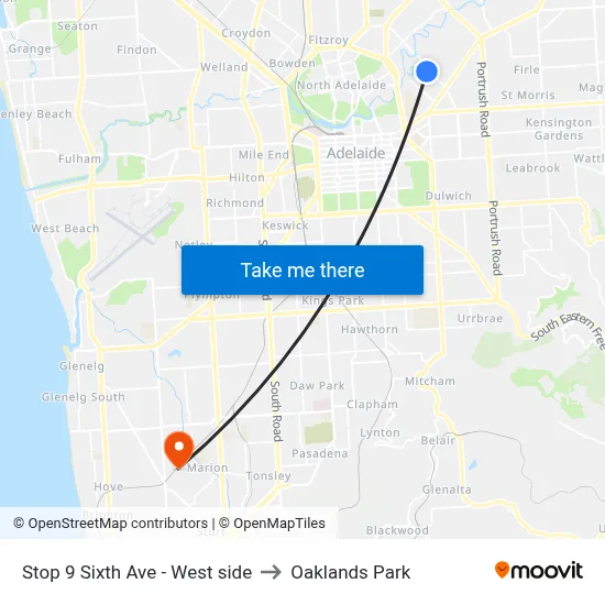 Stop 9 Sixth Ave - West side to Oaklands Park map