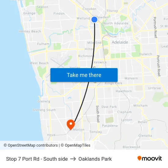 Stop 7 Port Rd - South side to Oaklands Park map