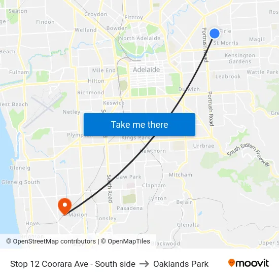 Stop 12 Coorara Ave - South side to Oaklands Park map