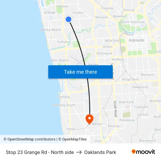 Stop 23 Grange Rd - North side to Oaklands Park map