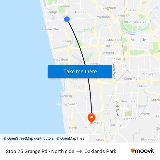 Stop 25 Grange Rd - North side to Oaklands Park map