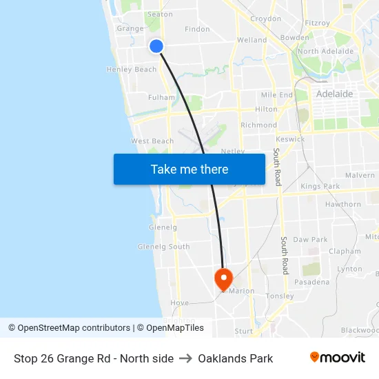 Stop 26 Grange Rd - North side to Oaklands Park map