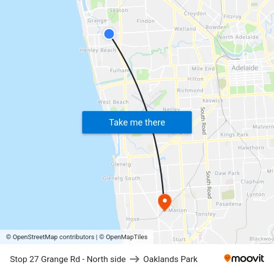 Stop 27 Grange Rd - North side to Oaklands Park map