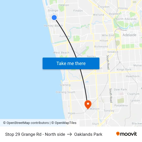 Stop 29 Grange Rd - North side to Oaklands Park map