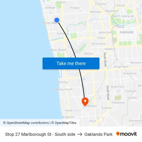 Stop 27 Marlborough St - South side to Oaklands Park map