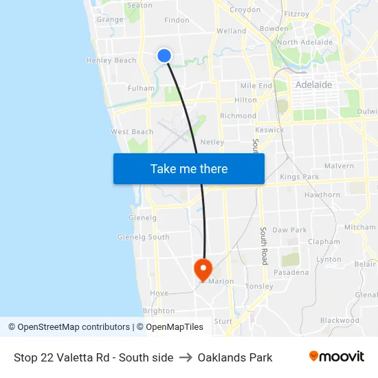 Stop 22 Valetta Rd - South side to Oaklands Park map