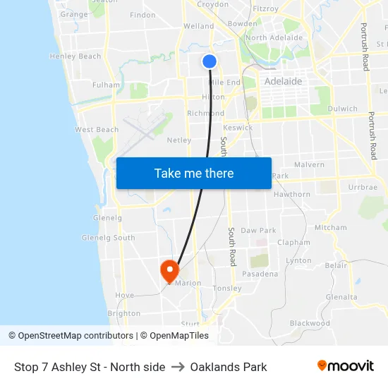 Stop 7 Ashley St - North side to Oaklands Park map