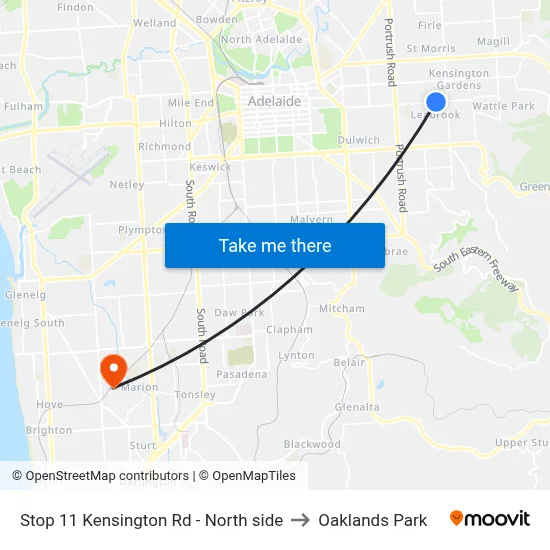 Stop 11 Kensington Rd - North side to Oaklands Park map