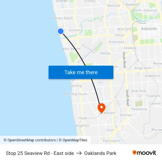 Stop 25 Seaview Rd - East side to Oaklands Park map