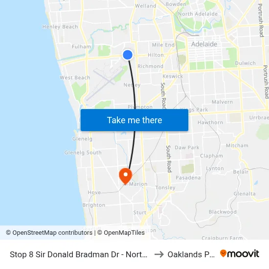 Stop 8 Sir Donald Bradman Dr - North side to Oaklands Park map