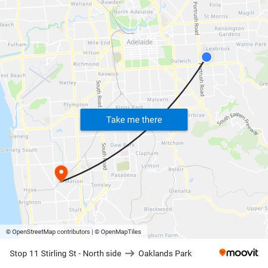 Stop 11 Stirling St - North side to Oaklands Park map