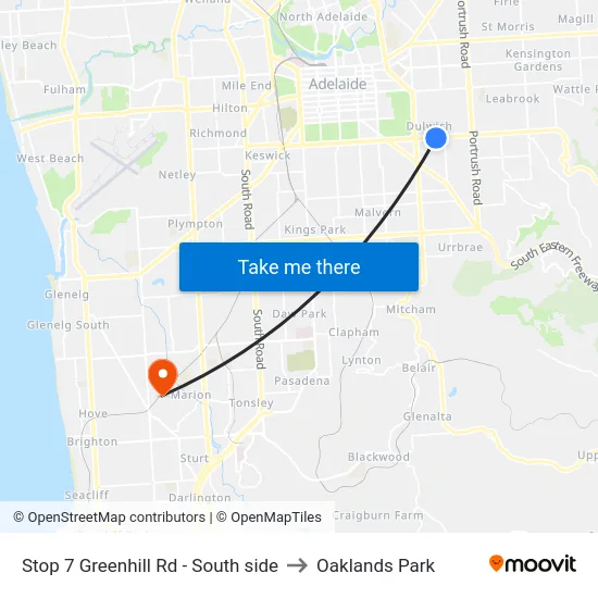 Stop 7 Greenhill Rd - South side to Oaklands Park map