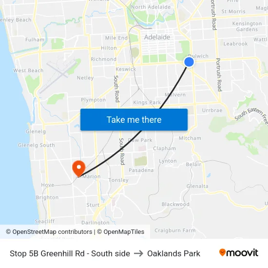 Stop 5B Greenhill Rd - South side to Oaklands Park map
