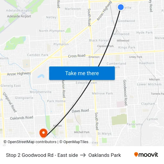 Stop 2 Goodwood Rd - East side to Oaklands Park map