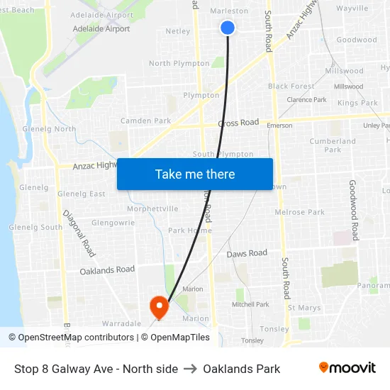 Stop 8 Galway Ave - North side to Oaklands Park map