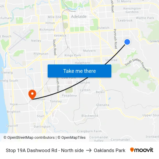 Stop 19A Dashwood Rd - North side to Oaklands Park map