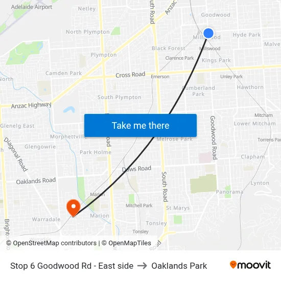 Stop 6 Goodwood Rd - East side to Oaklands Park map