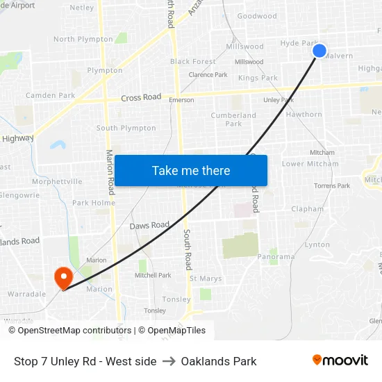 Stop 7 Unley Rd - West side to Oaklands Park map