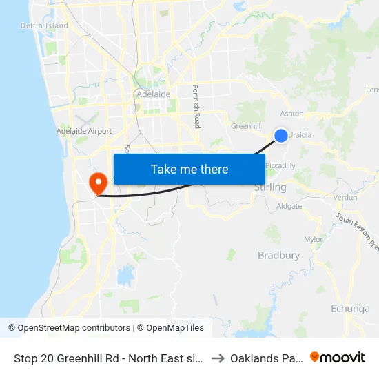 Stop 20 Greenhill Rd - North East side to Oaklands Park map