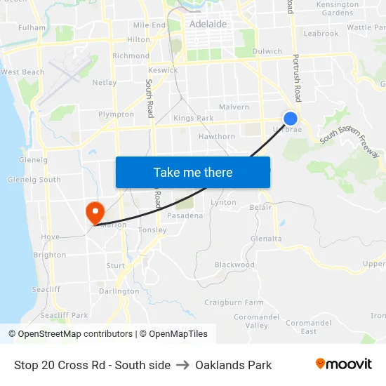 Stop 20 Cross Rd - South side to Oaklands Park map