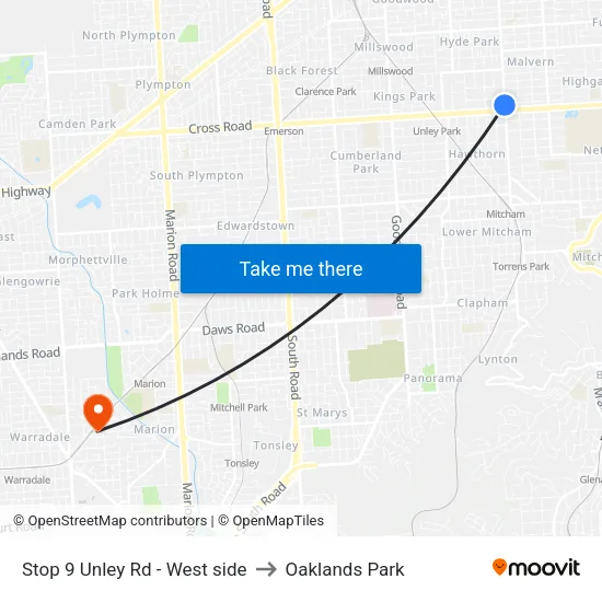 Stop 9 Unley Rd - West side to Oaklands Park map