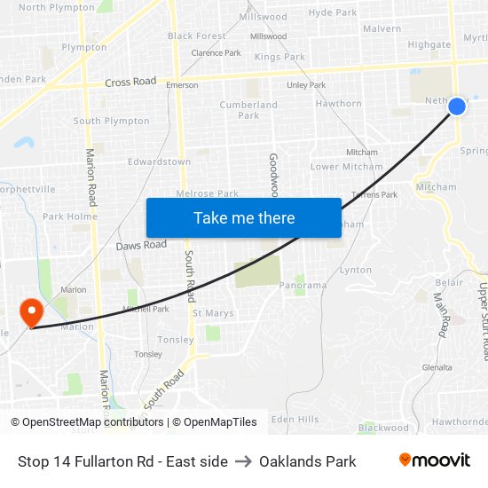 Stop 14 Fullarton Rd - East side to Oaklands Park map