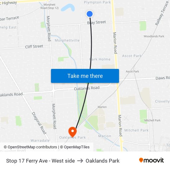 Stop 17 Ferry Ave - West side to Oaklands Park map