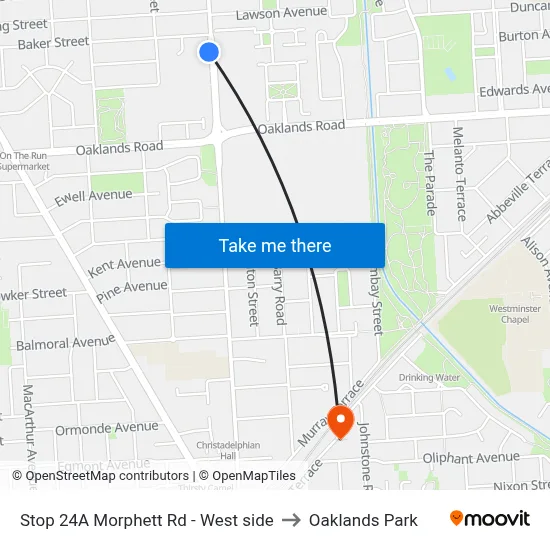 Stop 24A Morphett Rd - West side to Oaklands Park map
