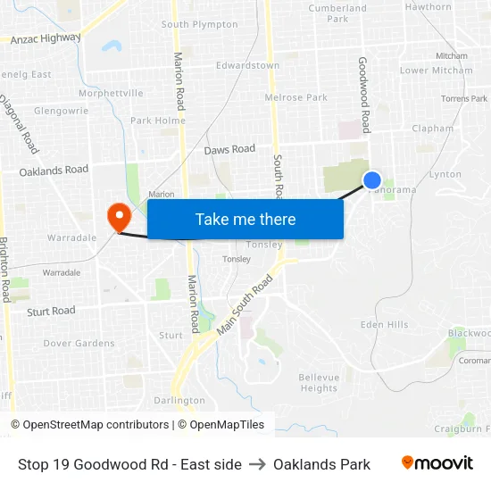 Stop 19 Goodwood Rd - East side to Oaklands Park map