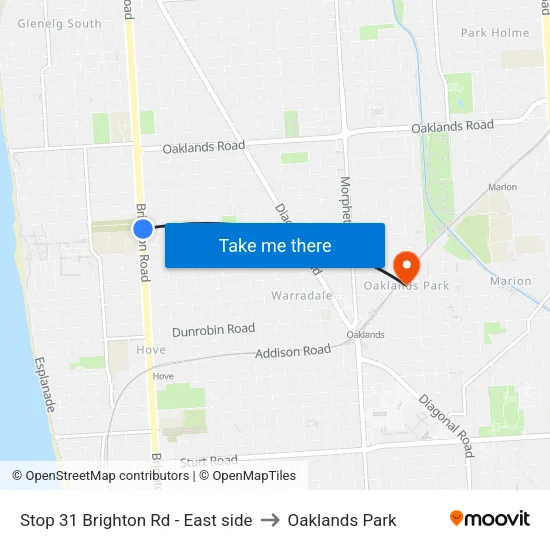Stop 31 Brighton Rd - East side to Oaklands Park map
