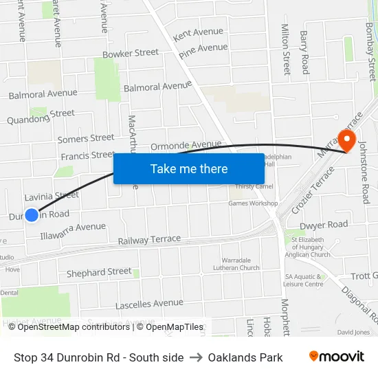Stop 34 Dunrobin Rd - South side to Oaklands Park map
