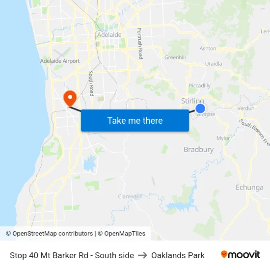 Stop 40 Mt Barker Rd - South side to Oaklands Park map