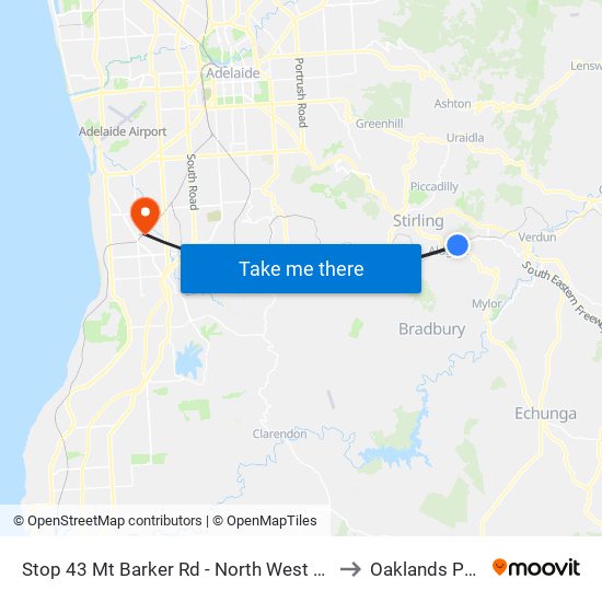 Stop 43 Mt Barker Rd - North West side to Oaklands Park map