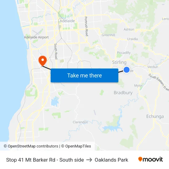 Stop 41 Mt Barker Rd - South side to Oaklands Park map