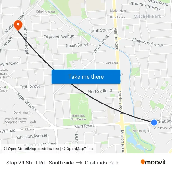 Stop 29 Sturt Rd - South side to Oaklands Park map