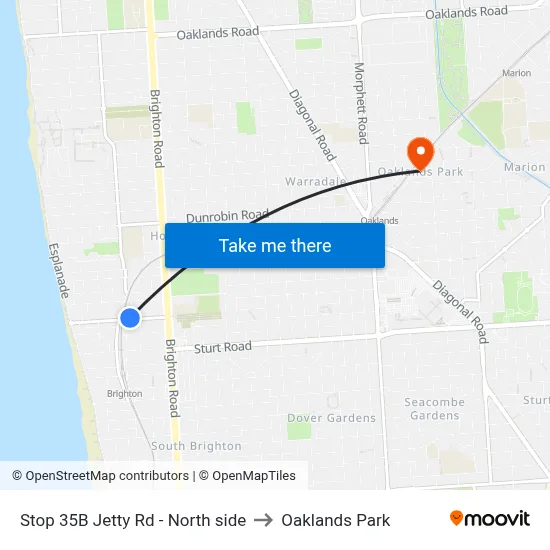 Stop 35B Jetty Rd - North side to Oaklands Park map