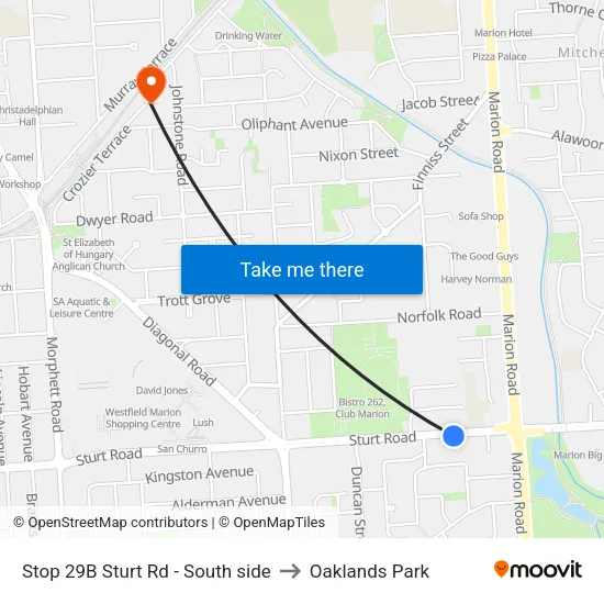 Stop 29B Sturt Rd - South side to Oaklands Park map