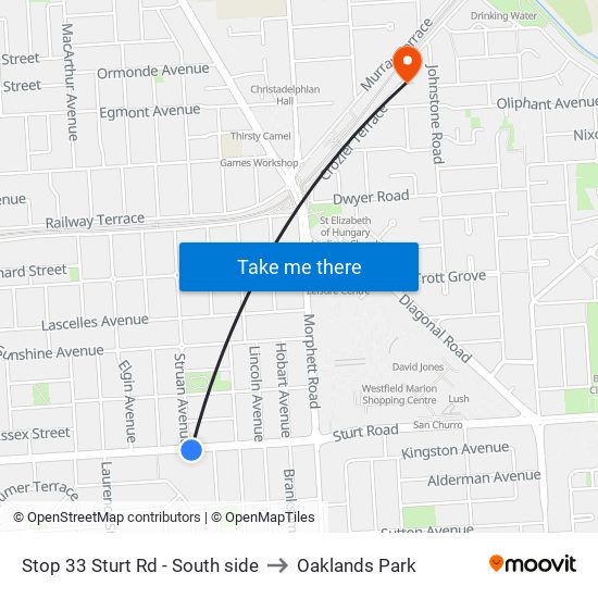 Stop 33 Sturt Rd - South side to Oaklands Park map