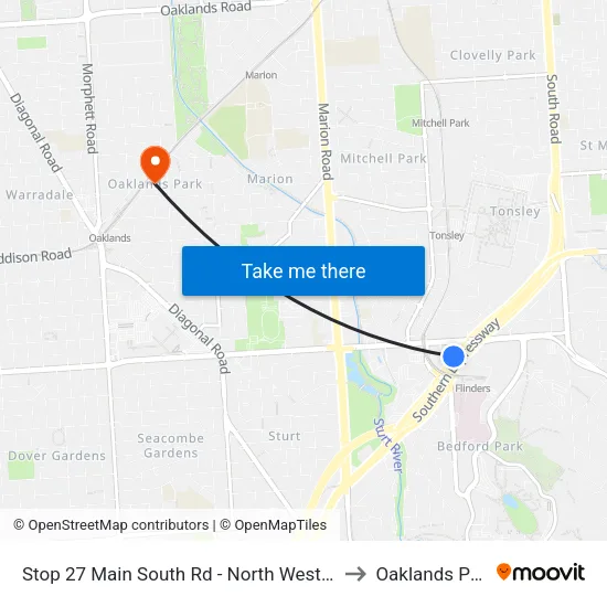 Stop 27 Main South Rd - North West side to Oaklands Park map