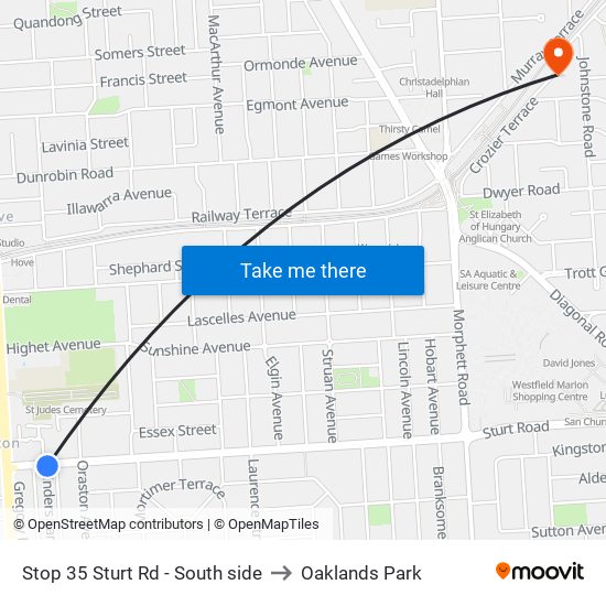 Stop 35 Sturt Rd - South side to Oaklands Park map