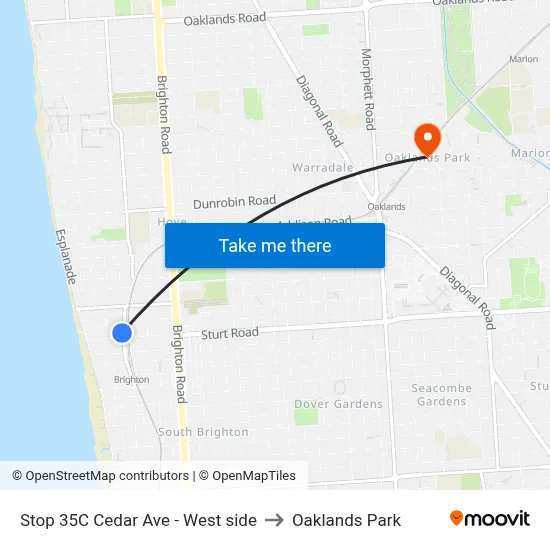 Stop 35C Cedar Ave - West side to Oaklands Park map