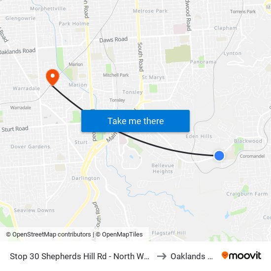 Stop 30 Shepherds Hill Rd - North West side to Oaklands Park map