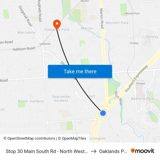 Stop 30 Main South Rd - North West side to Oaklands Park map