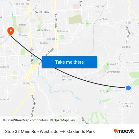 Stop 37 Main Rd - West side to Oaklands Park map