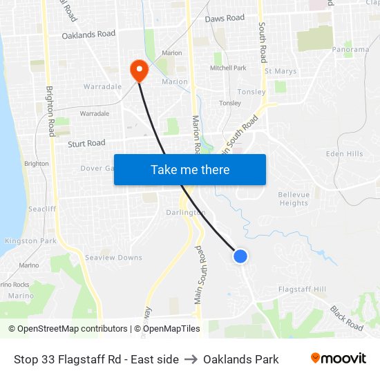 Stop 33 Flagstaff Rd - East side to Oaklands Park map