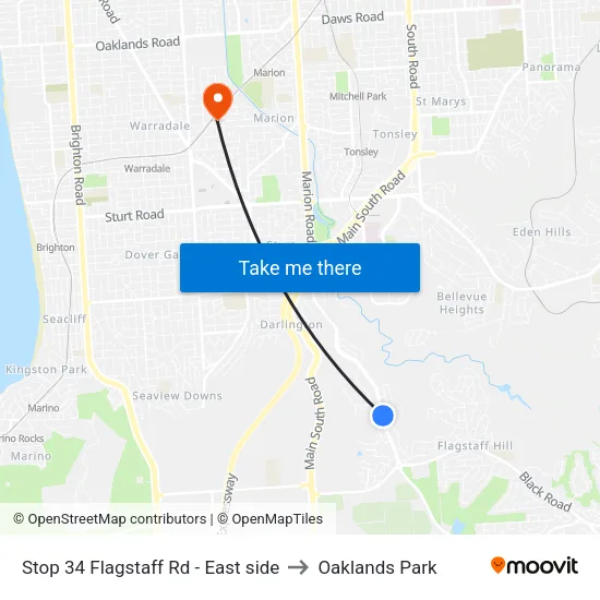 Stop 34 Flagstaff Rd - East side to Oaklands Park map