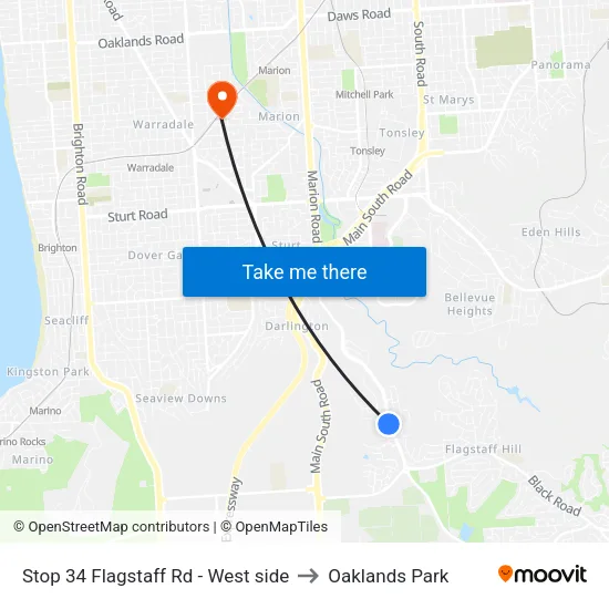 Stop 34 Flagstaff Rd - West side to Oaklands Park map