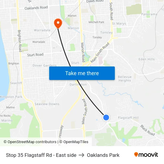 Stop 35 Flagstaff Rd - East side to Oaklands Park map